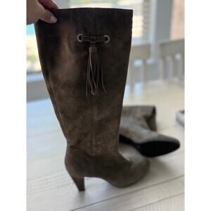 Bandolino Gray Suede Tassel Knee-High Boots